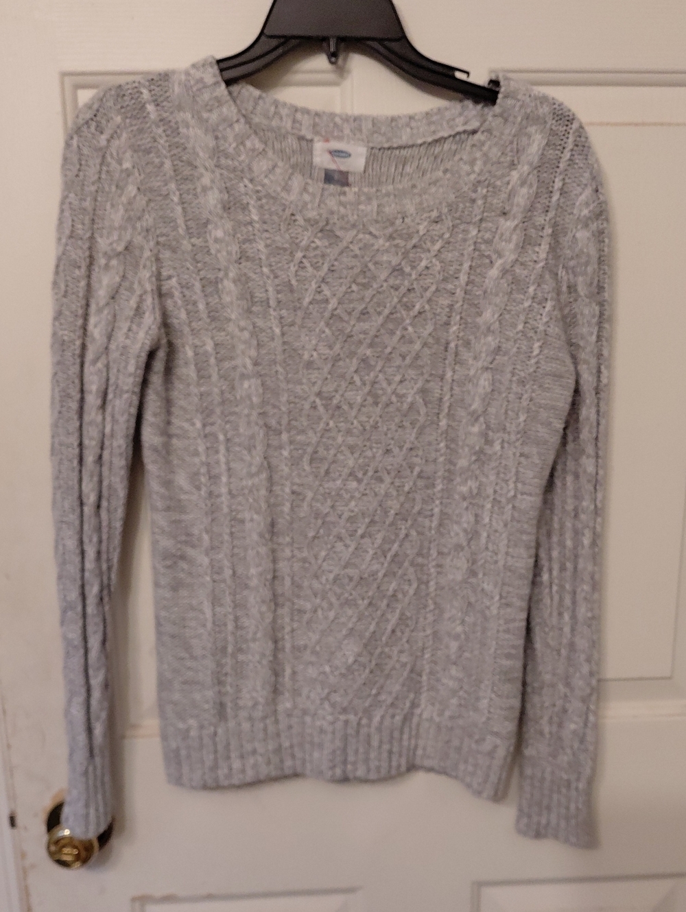Old Navy Light Gray Cable Crew Neck Sweater